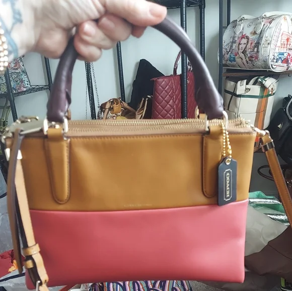 COACH Borough Retro Two-Tone Leather Handbag - Picture 2 of 8